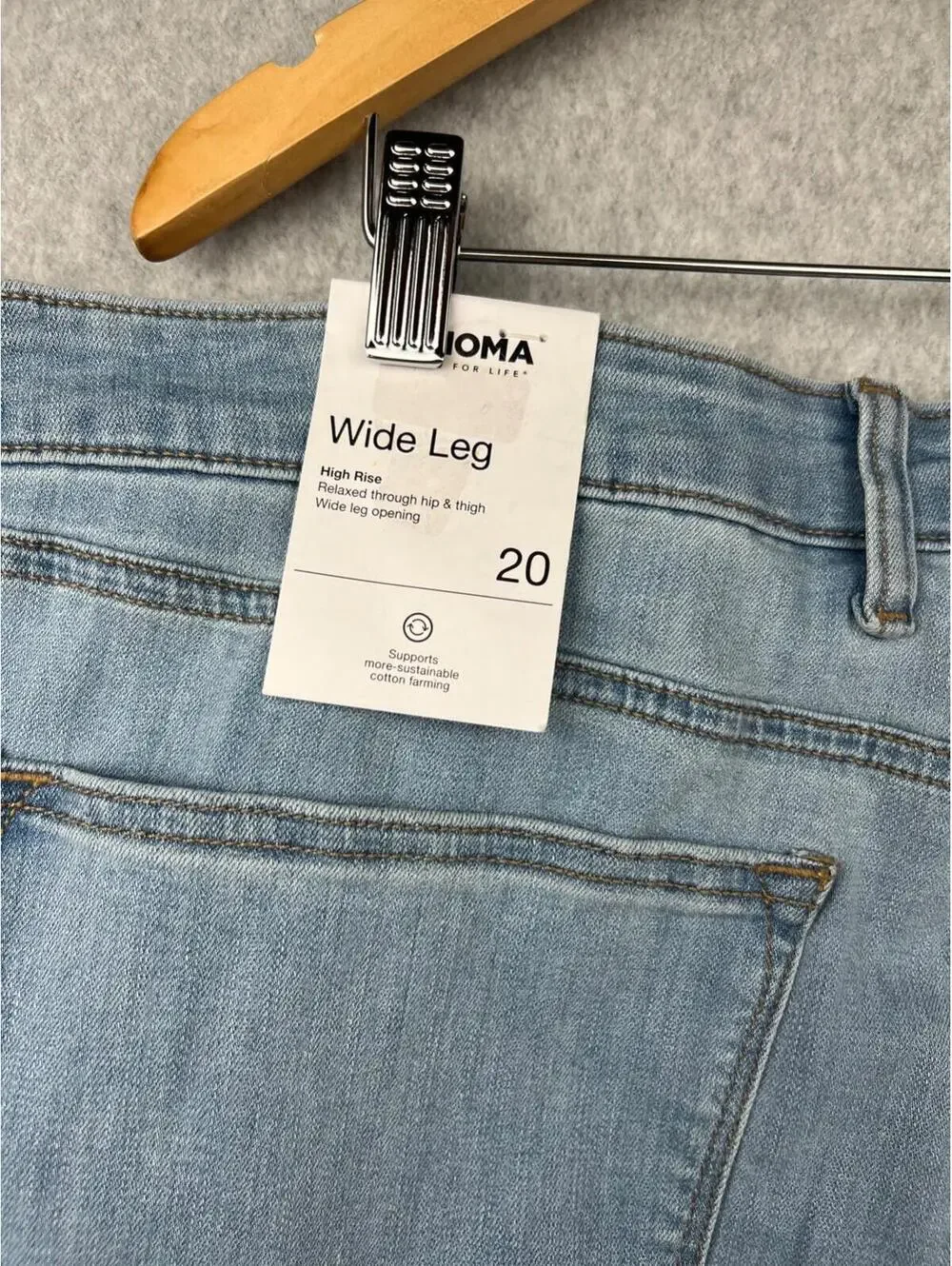 Sonoma Wide Leg High Rise Jeans Womens Plus Size 20 Relaxed Raw Hem Button Fly